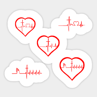 Christianity, Heartbeat icon, cross, heart & prayer Sticker